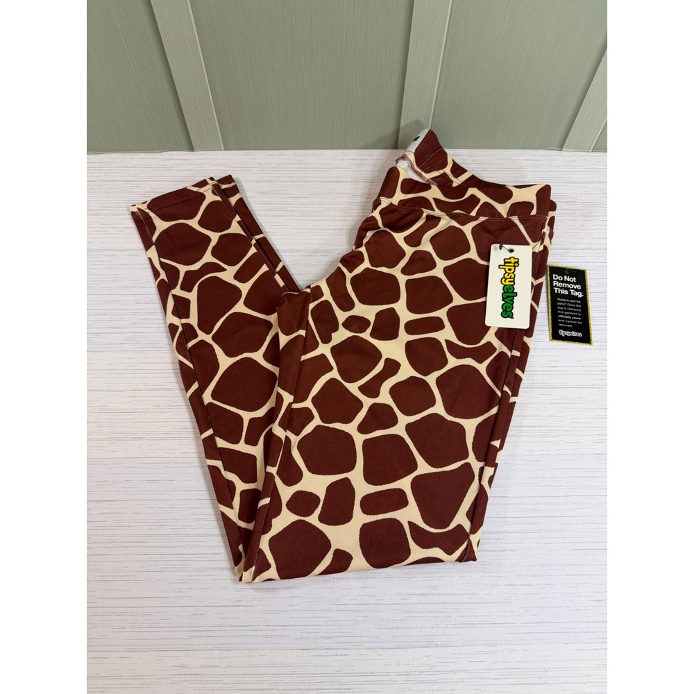 Tipsy Elves Women's XL Giraffe Leggings Brown Animal Print High Waisted